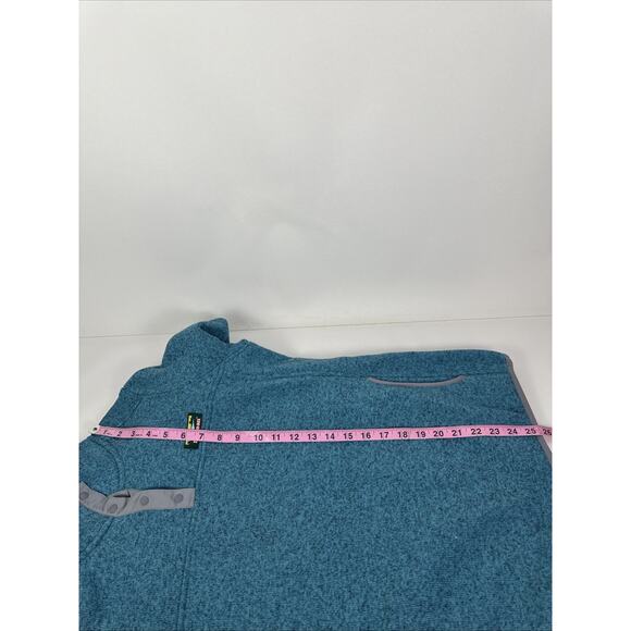 LL Bean Pullover Womens Small Reg Teal Blue Long Sleeve 1/4 Snap Sweater Fleece - Picture 10 of 10